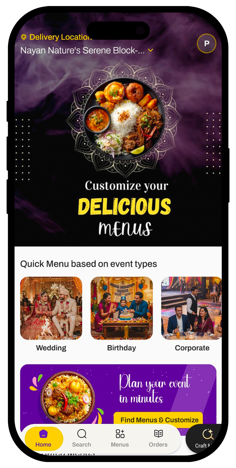 Plan your event in the AVM Food Craft app